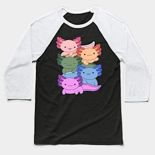 Axolotl Rainbow Group Design for Axolotl Lovers Baseball T-Shirt